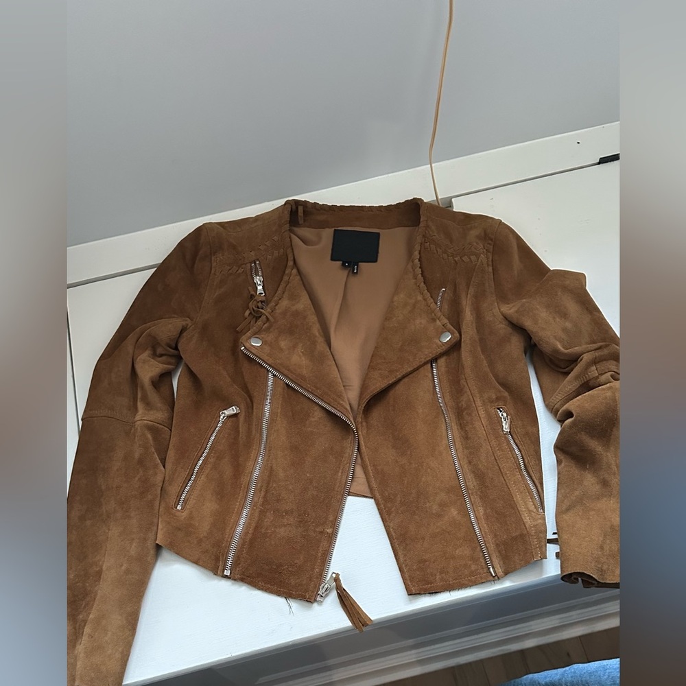PAIGE Tobacco Color Suede Moto Jacket - Picture 5 of 16